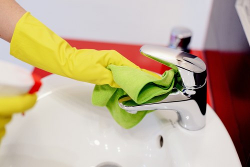 Family members cleaning together at home